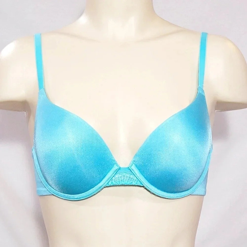 36B Lily of France Extreme Lacy Looks Push Up UW Bra‎ Aqua NWT